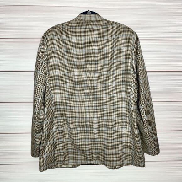 COPPLEY Ermenegildo Zegna Taupe Livid Plaid Lightweight Blazer Half Lined 42R - Picture 8 of 15